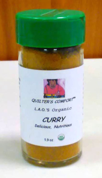 Curry contains Certified Organic Turmeric, Coriander, Cumin, Cardamon, Cinnamon, Ginger, Garlic Powder, Black Pepper. Free of Nightshades, No animal testing, no colors, fragrances or synthetic preservatives. 1.9 oz in reusable glass container.  $7.50
