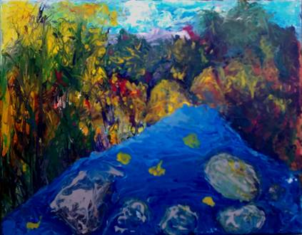 Autumnal Flood - Pipette and pour manipulated and developed landscape, Patricia C. Coleman